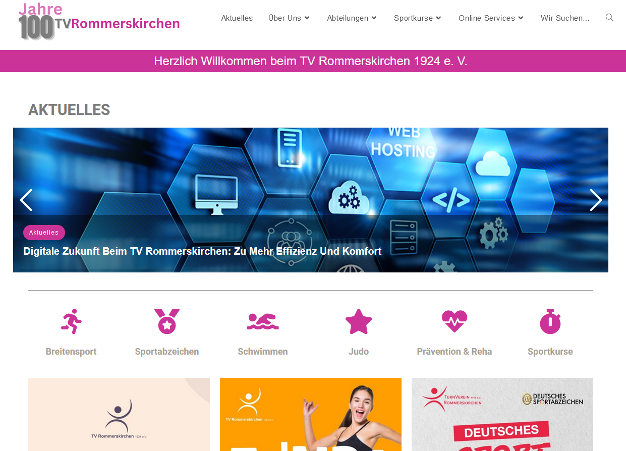 Screenshot: Website des TV Rommerskirchen 1924 e. V.